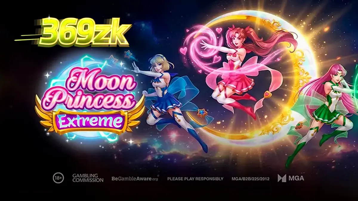 Tampilan visual grid 5x5 dalam game slot Moon Princess Extreme dengan karakter anime yang cerah